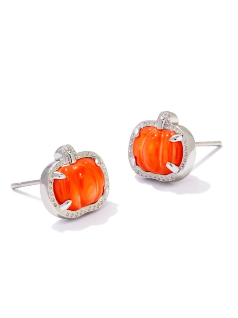 Kendra Scott Pumpkin Stud Earrings-Silver Tone